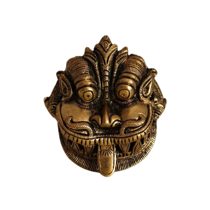 Fierce Brass Kirtimukha Wall Mask - Guardian Protector Face   Brass Ware