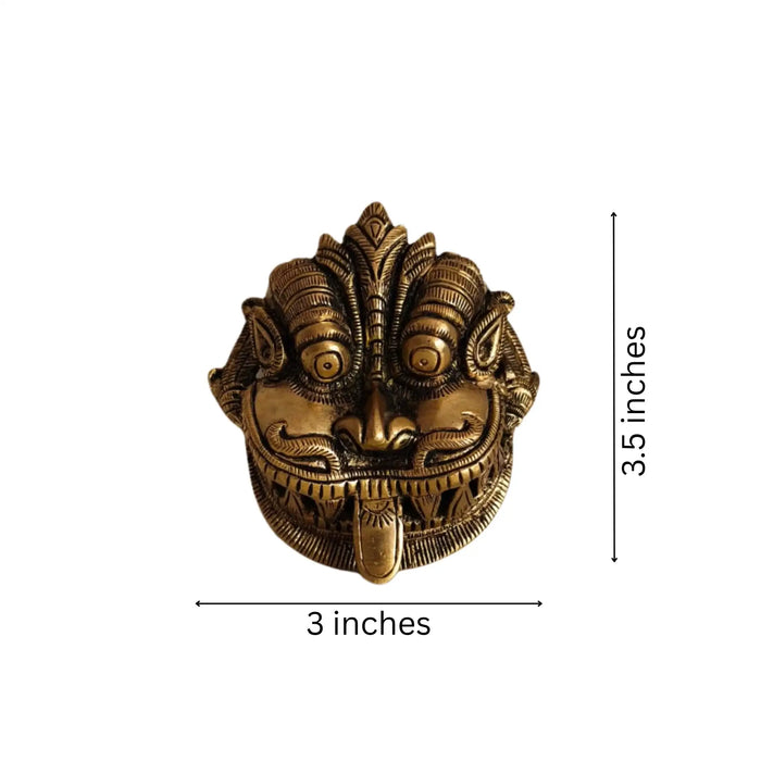 Fierce Brass Kirtimukha Wall Mask - Guardian Protector Face   Brass Ware