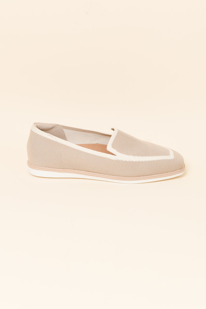 Fifi Beige Contrast Flyknit Loafer