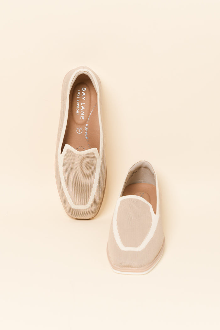 Fifi Beige Contrast Flyknit Loafer