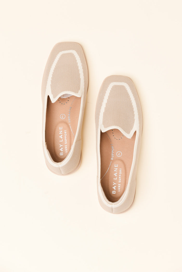 Fifi Beige Contrast Flyknit Loafer