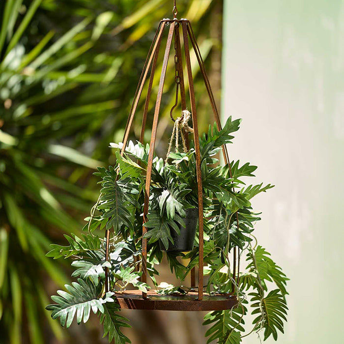 FLAT BAR RUSTY HANGING BIRDCAGE