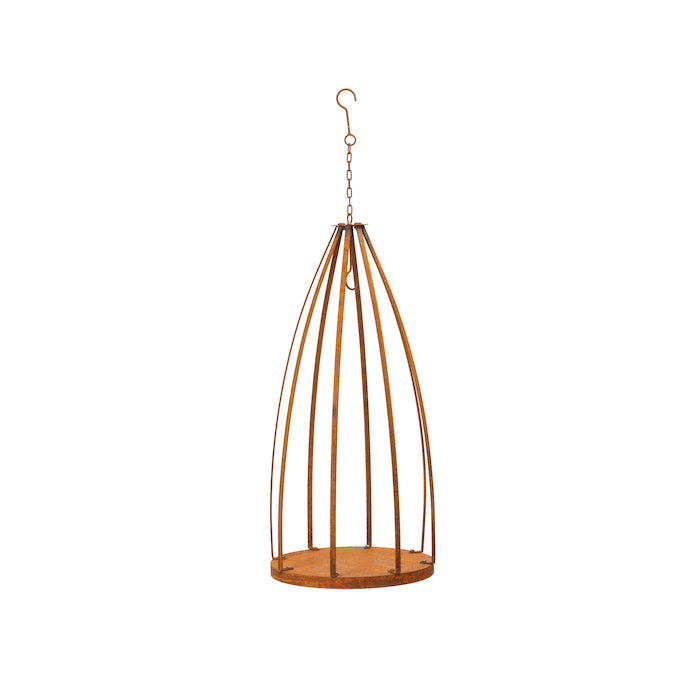 FLAT BAR RUSTY HANGING BIRDCAGE