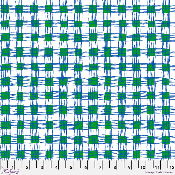 FreeSpirit Fabrics: Kaffe Fassett Collective August 2023 - Green Gingham Yardage SKU# PWBM089-GREEN (A92238)