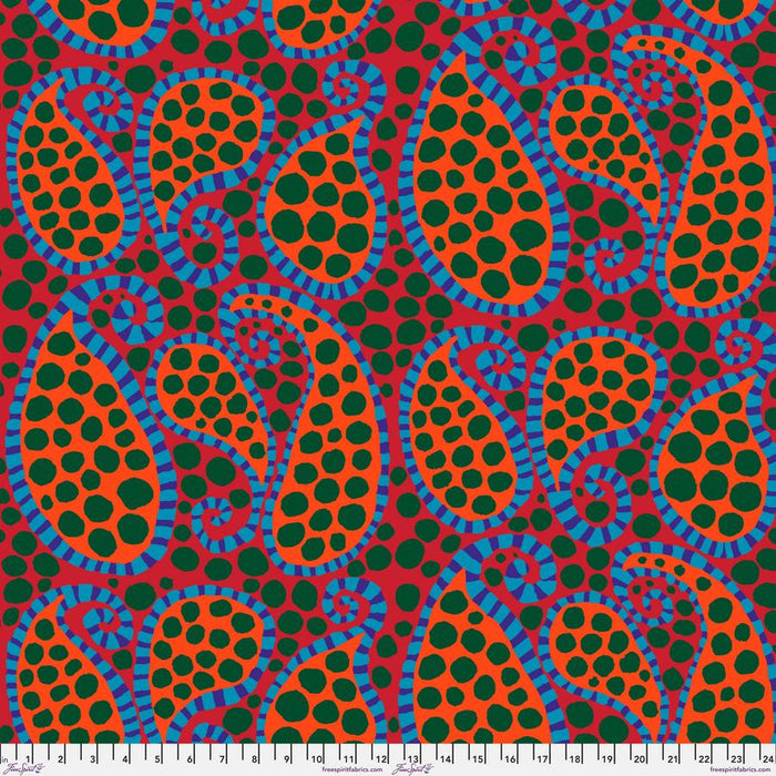 FreeSpirit Fabrics: Kaffe Fassett Collective August 2023 - Red Paisley Dot Yardage SKU# PWBM090-RED (A92212)