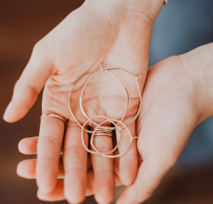 Freshie & Zero - Minimal Hoop Earrings - Small Organic Circles (Gold Filled)