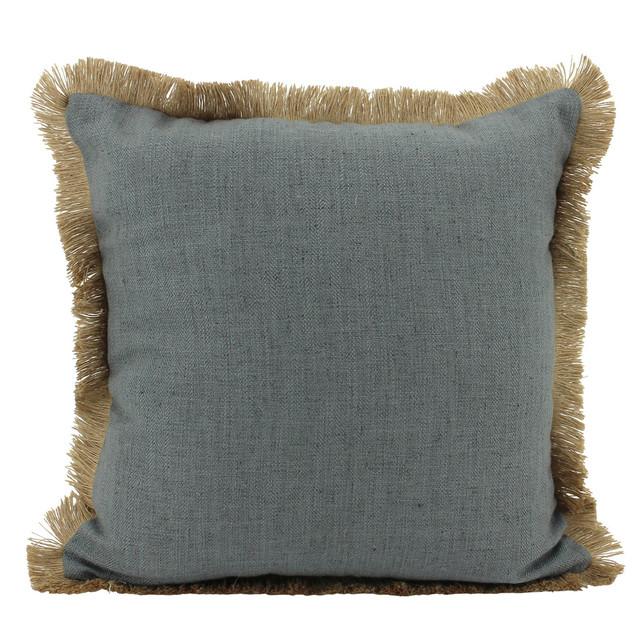 FRINGED BORDER GREY CUSHION