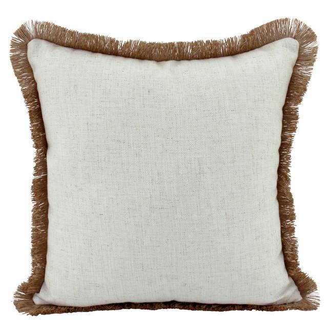 FRINGED BORDER IVORY CUSHION
