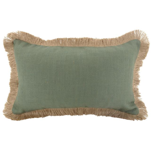 FRINGED BORDER SAGE CUSHION 30 X 50