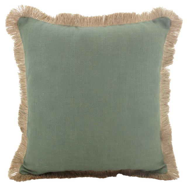 FRINGED BORDER SAGE CUSHION