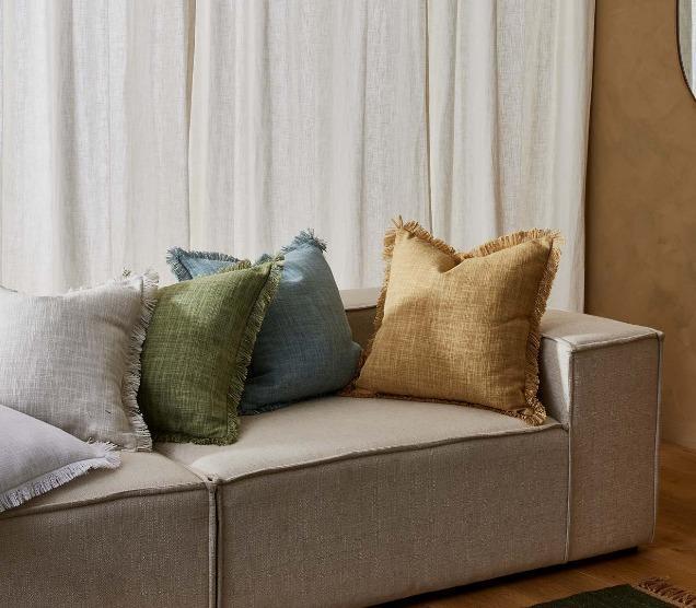FRINGED ELI GREEN CUSHION 50CM