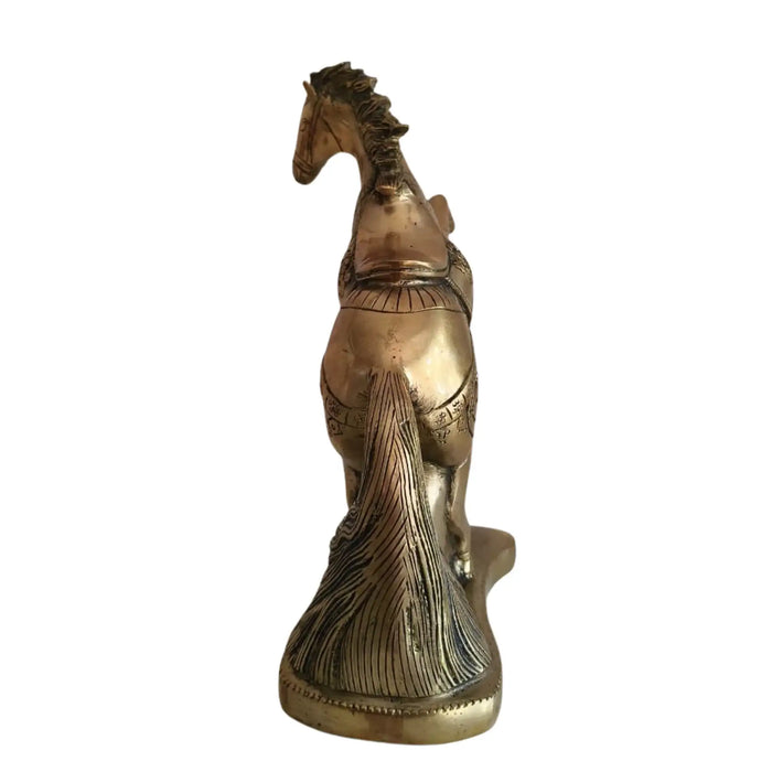 Galloping Brass Horse Statue | Ornate Handcrafted Rearing Horse Sculpture   Brass Ware