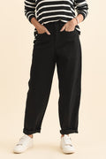 Garner Black Barrel Chino Pants,Brunette model,alt text|model:MJ