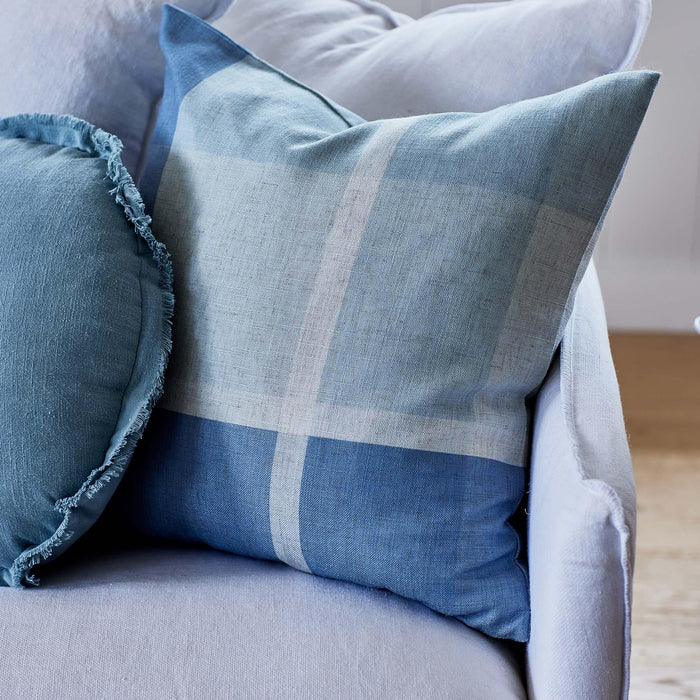 GARNER CHECK CUSHION 50CM - BLUE
