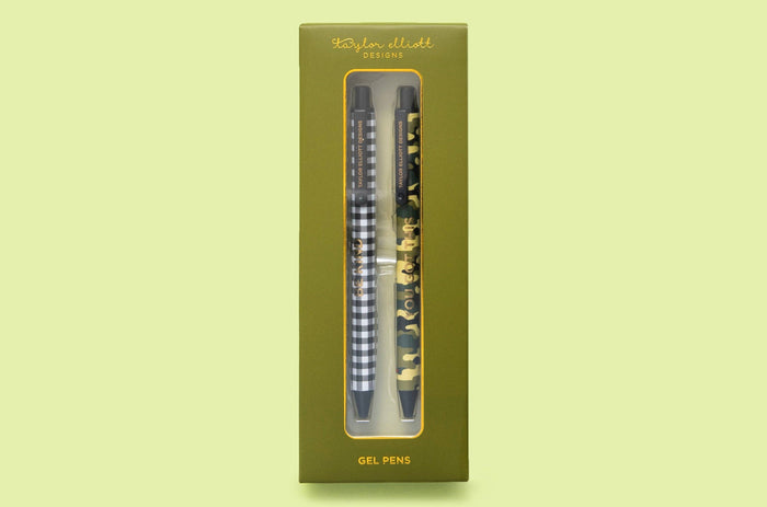 Gel Pen Set - Camo + Gingham - 2 Piece Set