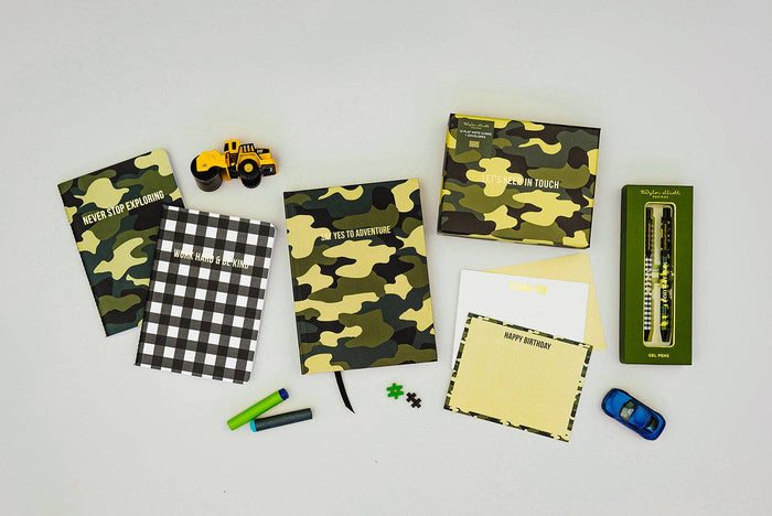 Gel Pen Set - Camo + Gingham - 2 Piece Set