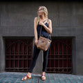 GENUINE LEATHER DISTRESSED BUCKET BAG