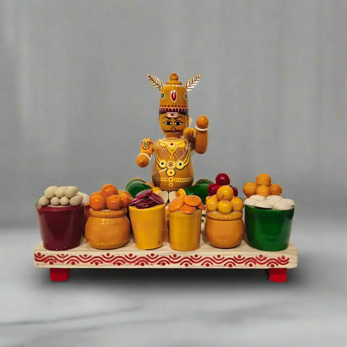 Ghatotkach with Sweets/Food – Etikoppaka Wooden Lacquerware | Krafteria   Etikoppaka Lacquerware