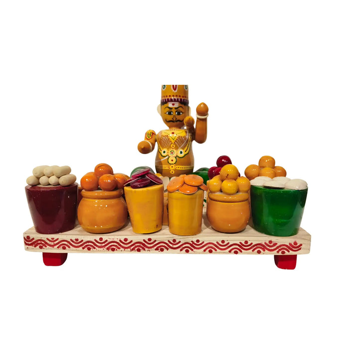 Ghatotkach with Sweets/Food – Etikoppaka Wooden Lacquerware | Krafteria   Etikoppaka Lacquerware