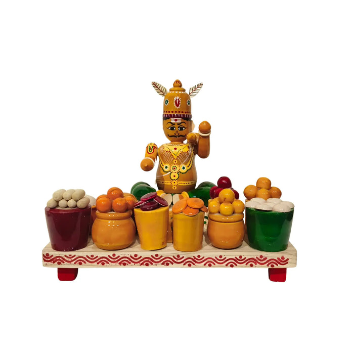 Ghatotkach with Sweets/Food – Etikoppaka Wooden Lacquerware | Krafteria   Etikoppaka Lacquerware