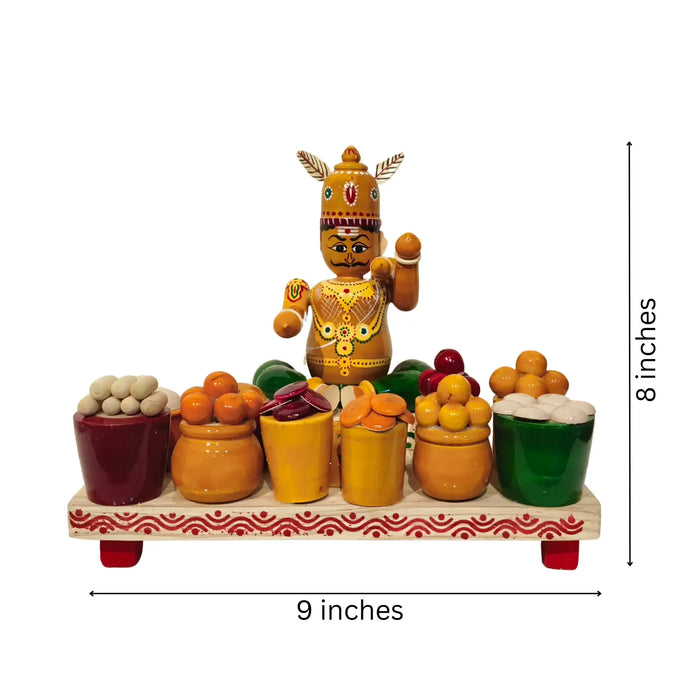 Ghatotkach with Sweets/Food – Etikoppaka Wooden Lacquerware | Krafteria   Etikoppaka Lacquerware