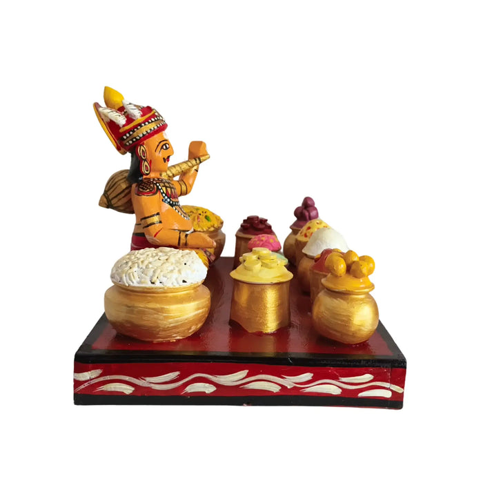 Ghatotkacha Kondapalli Eating Doll in feast, traditional epic art lacquered toy.