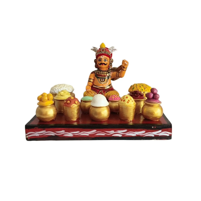 Ghatotkacha Kondapalli Eating Doll set, epic art feast, traditional Indian lacquerware.