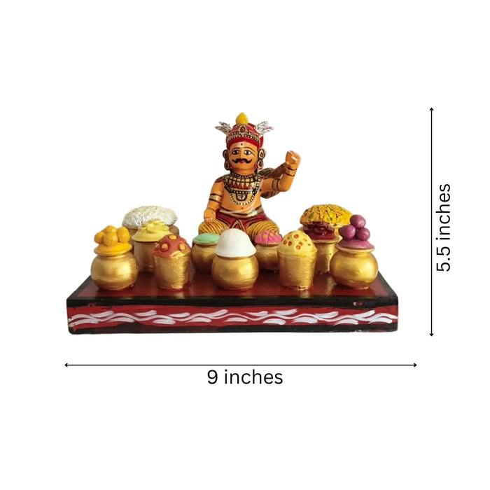 Ghatotkacha Kondapalli eating doll set, traditional epic art, lacquered wood feast.