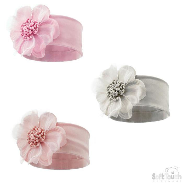 Girls Dusty Headband W/Organza Flower -4HB93