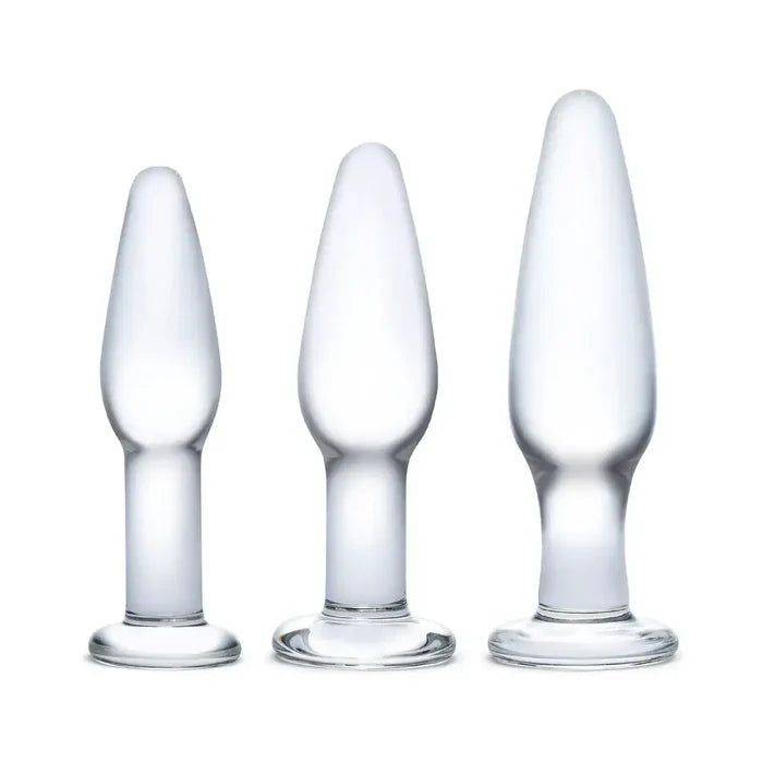 Gläs 3 Piece Glass Anal Training Set - Clear - Butt Plug