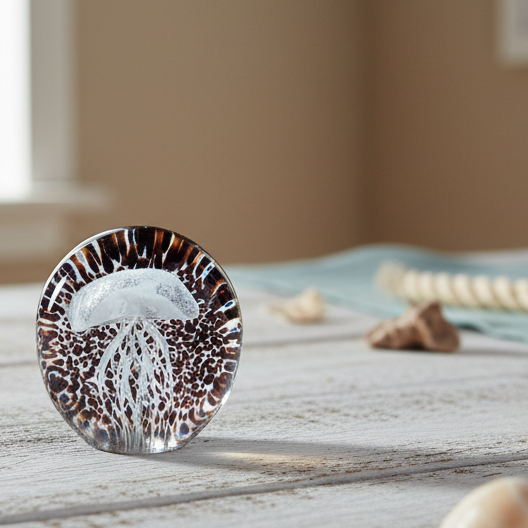 GLASS ART - WHITE JELLYFISH