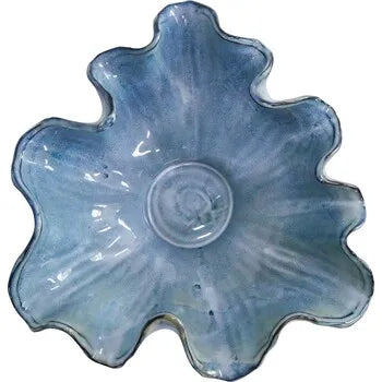 GLAZED BLUE WAVE CERAMIC BOWL