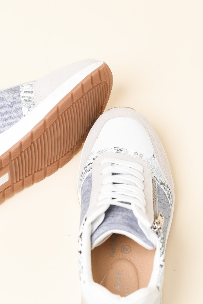 Glebe Denim Multi Leather Zip Sneaker