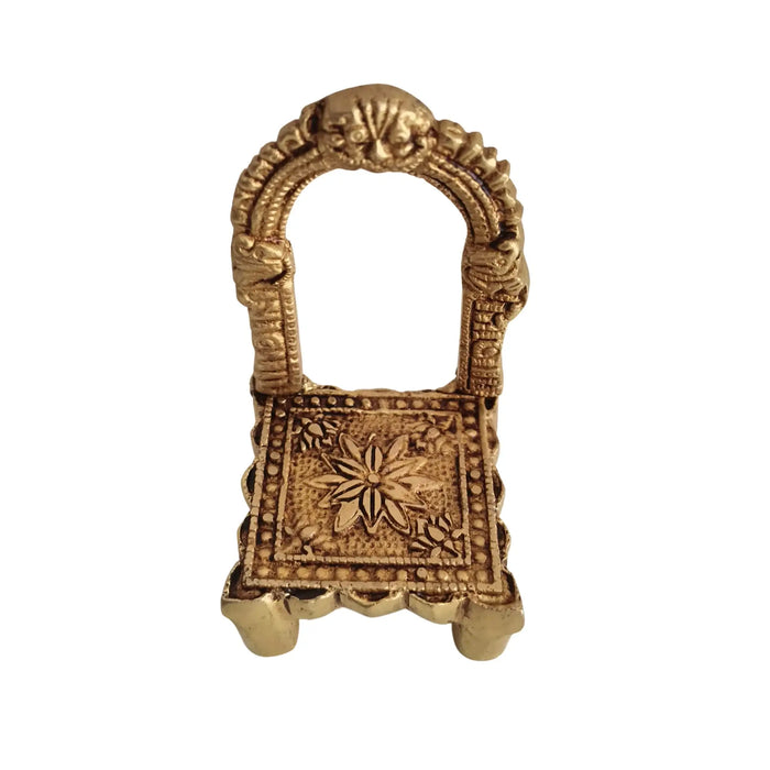 Golden Brass Simhasan (Throne) with Elegant Arch Frame   Brass Ware