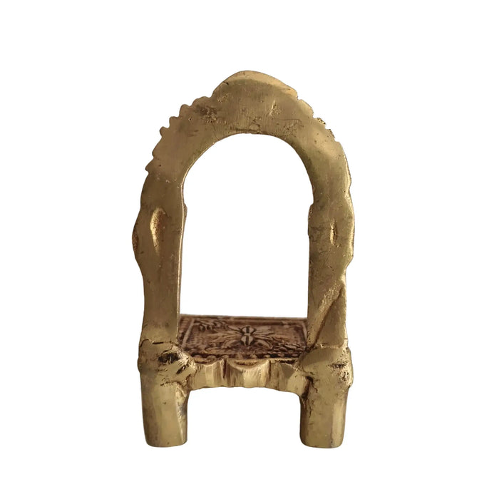 Golden Brass Simhasan (Throne) with Elegant Arch Frame   Brass Ware