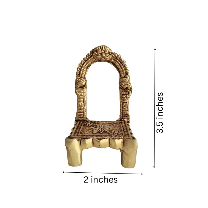 Golden Brass Simhasan (Throne) with Elegant Arch Frame   Brass Ware