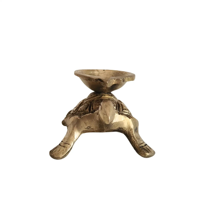 Golden Brass Tortoise Diya (Oil Lamp) - Kurma Vastu Accent   Brass Ware