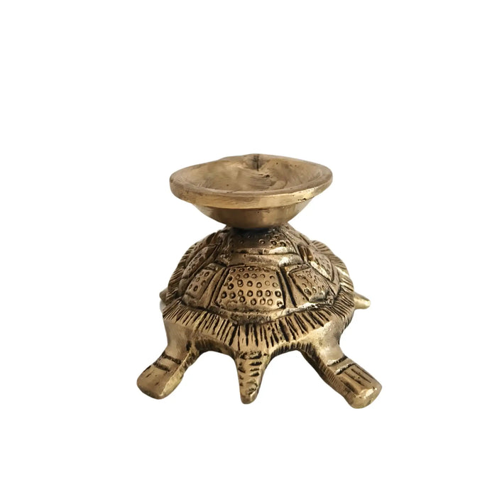 Golden Brass Tortoise Diya (Oil Lamp) - Kurma Vastu Accent   Brass Ware