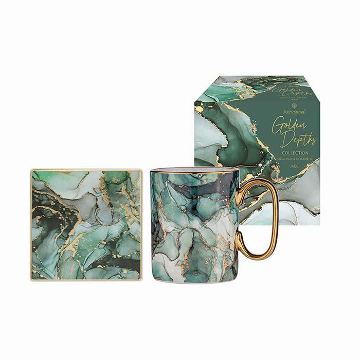 GOLDEN DEPTHS MUG & COASTER SET - Jade