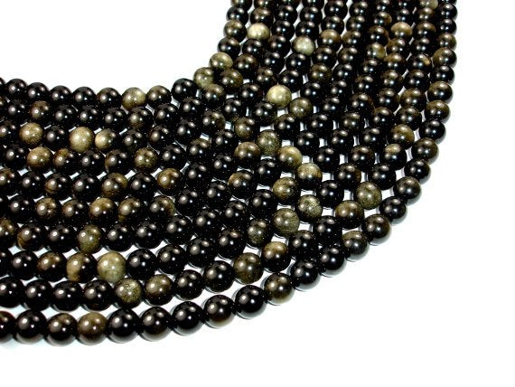 Golden Obsidian, Round, 10mm beads-BeadBasic