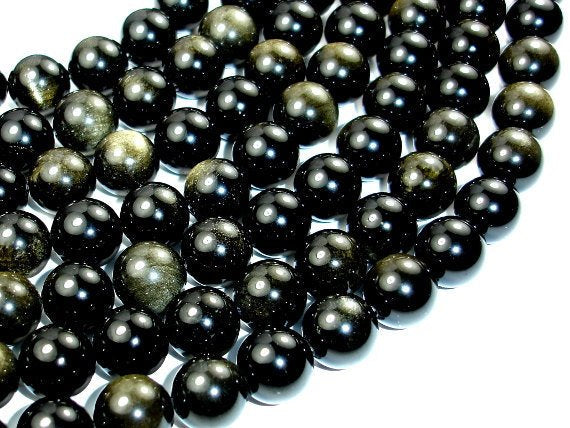 Golden Obsidian, Round, 12mm beads-BeadBasic