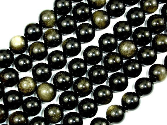 Golden Obsidian, Round, 12mm beads-BeadBasic