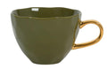 GOOD MORNING LARGE STONWARE MUG - FIR GREEN