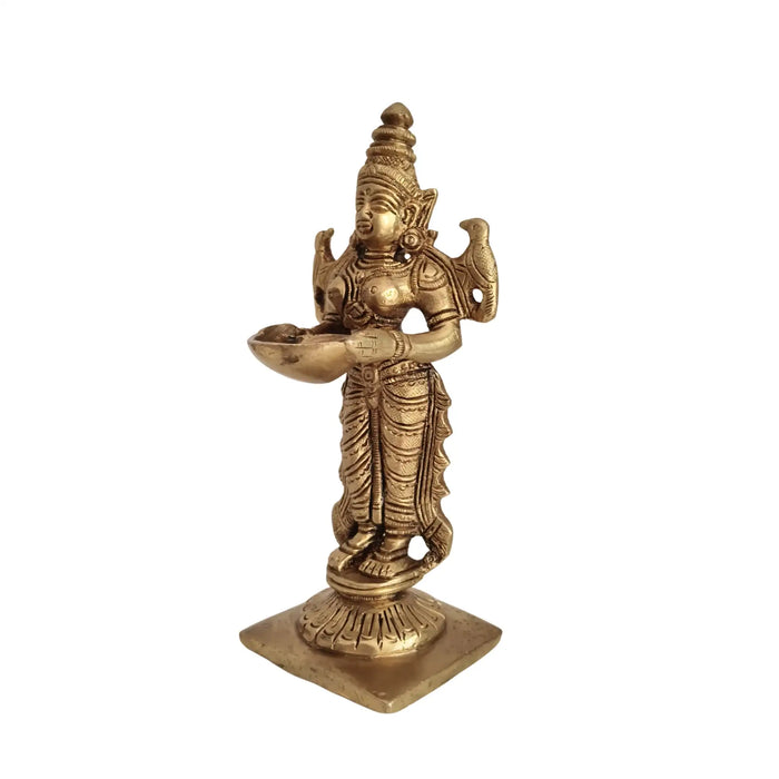 Graceful Brass Lady with Diya – Symbol of Devotion and Radiant Light from Aligarh   Brass Ware