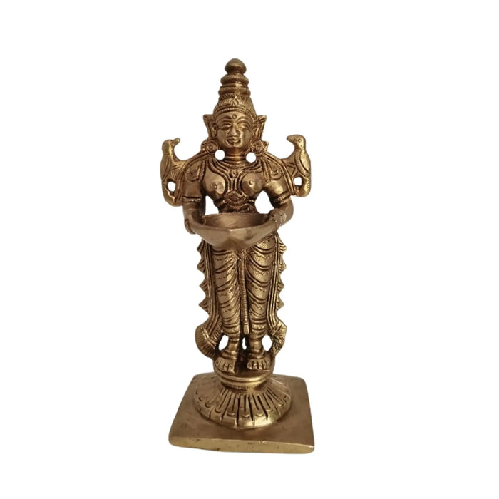 Graceful Brass Lady with Diya – Symbol of Devotion and Radiant Light from Aligarh   Brass Ware