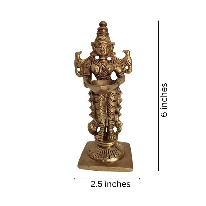 Graceful Brass Lady with Diya – Symbol of Devotion and Radiant Light from Aligarh   Brass Ware