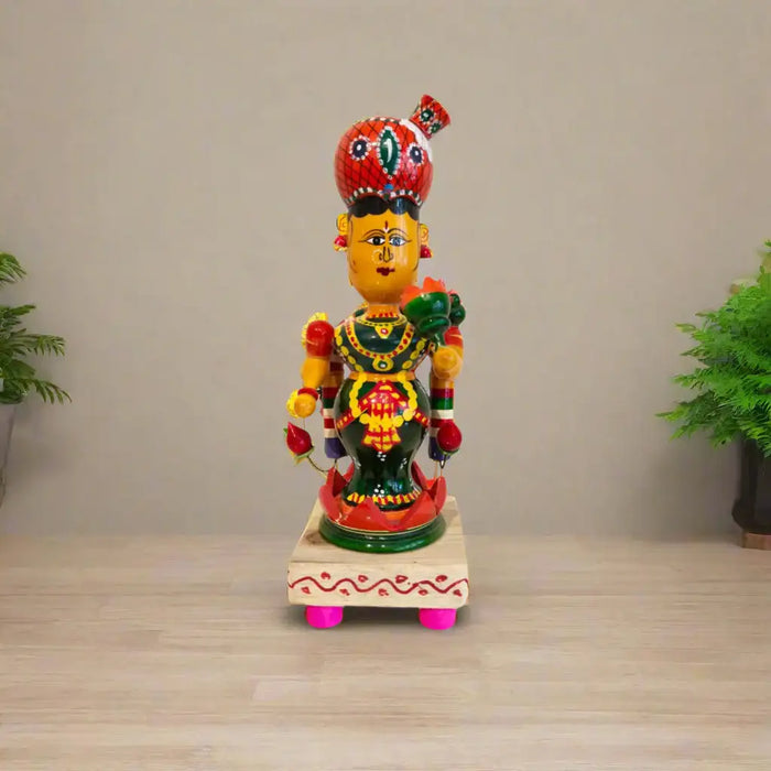 Graceful Etikoppaka Goddess Lakshmi – Wooden Idol of Auspiciousness   Etikoppaka Lacquerware