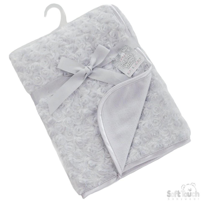 GREY ROSE MINKY BABY WRAP: FBP66-G - Kidswholesale.co.uk