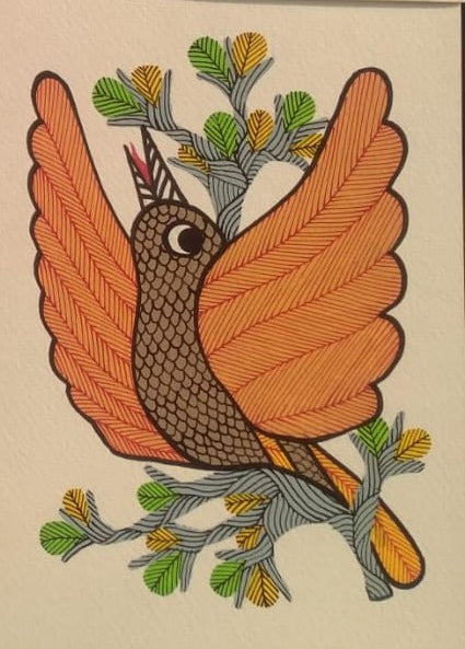 Guardian of the Hearth – Gond Tribal Line Art   Paintings