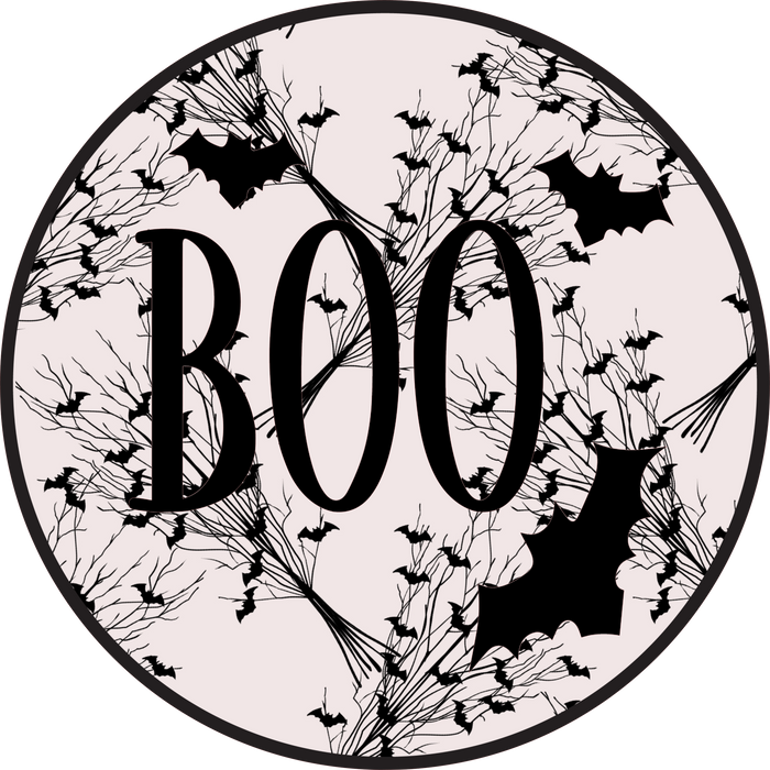 H020 Boo and Bats Sign,  Wreath Sign, Wreath Center, Wreath Attachment